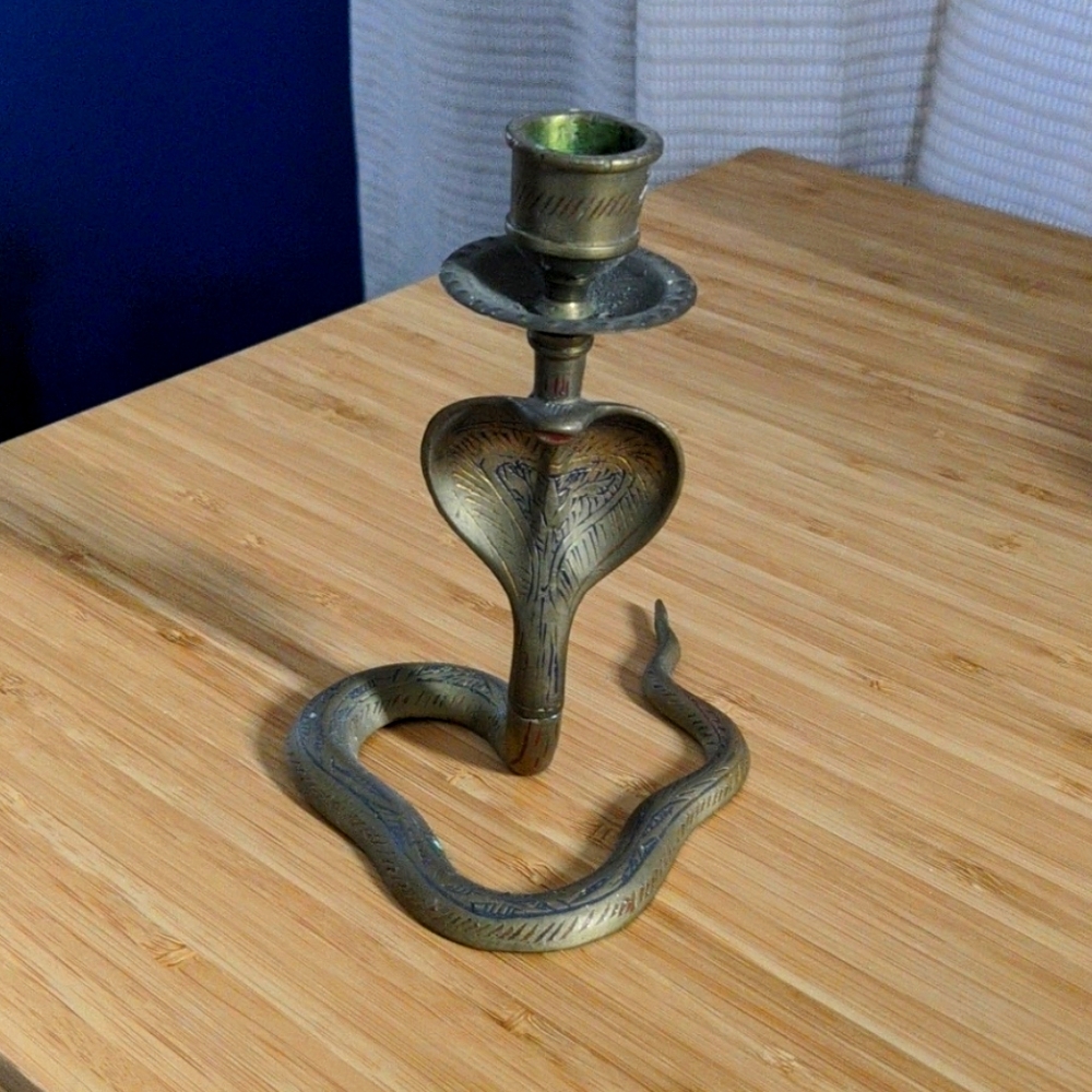 Vintage Brass cobra candlestick